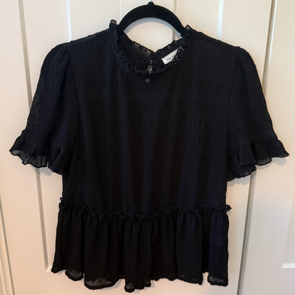 Elegant Black Ruffled Women's Top